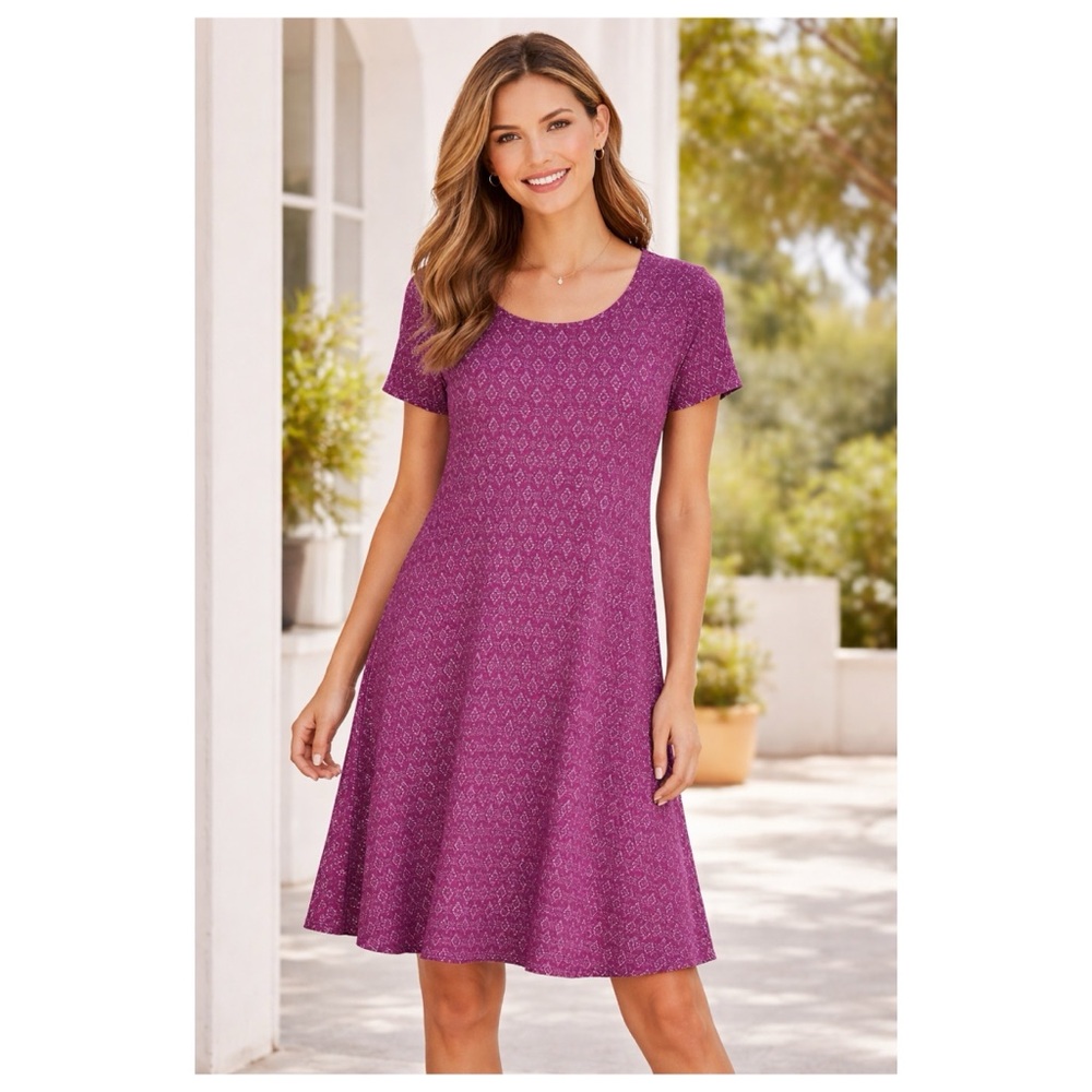 Berry Colored Old Navy Swing Dress with Diamond Geometric Pattern